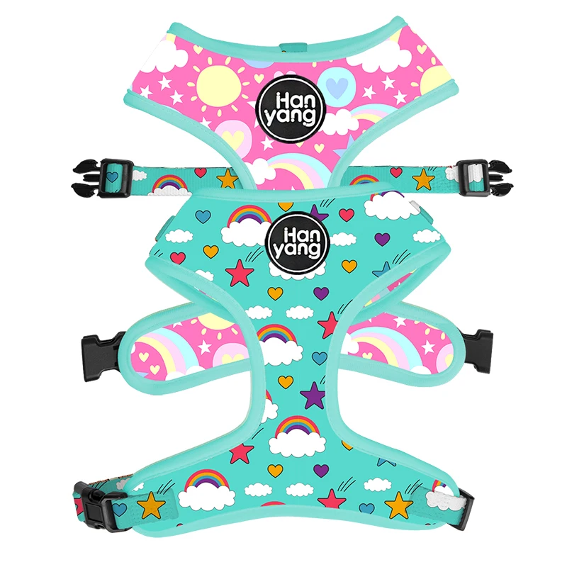 2023 New Released  Manufacturer OEM Sublimation Duo Reversible Harness Soft Neoprene Padded  Pet Dog Harness Custom Harness