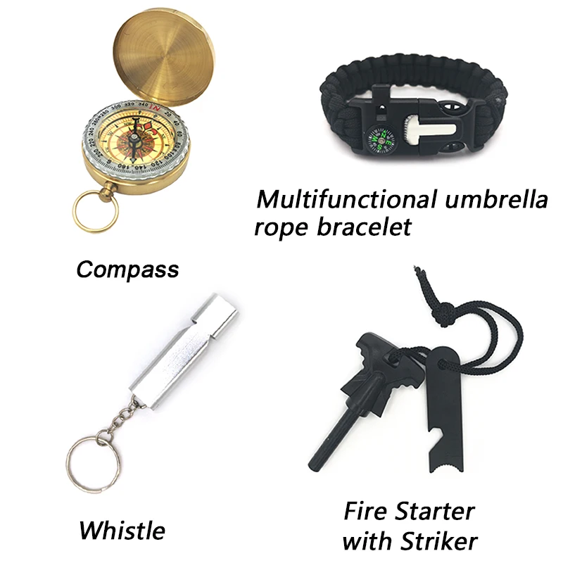 Custom Adventure Emergency SOS Gear 14 in 1 Survival Kit Camping