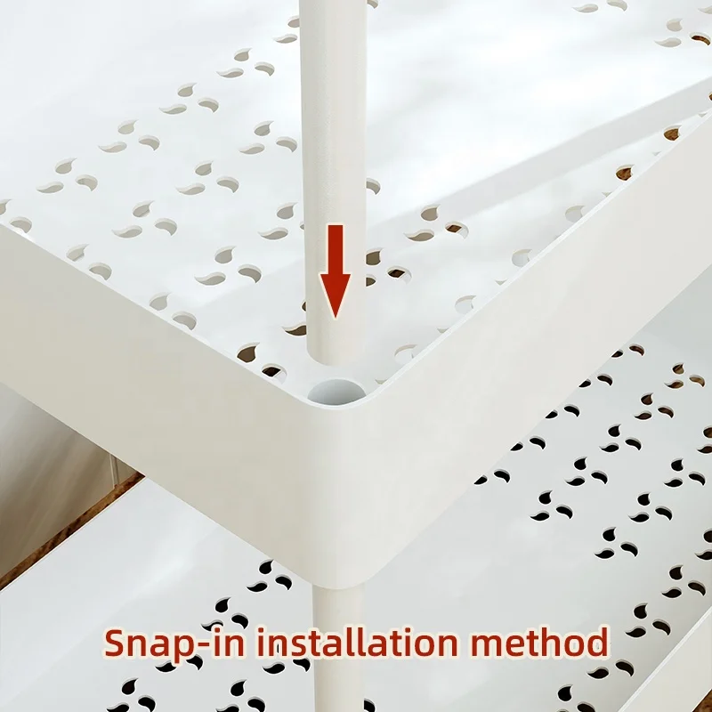 Narrow 4 tier flooring standing holders mobile island storage cart kitchen trolley with wheel