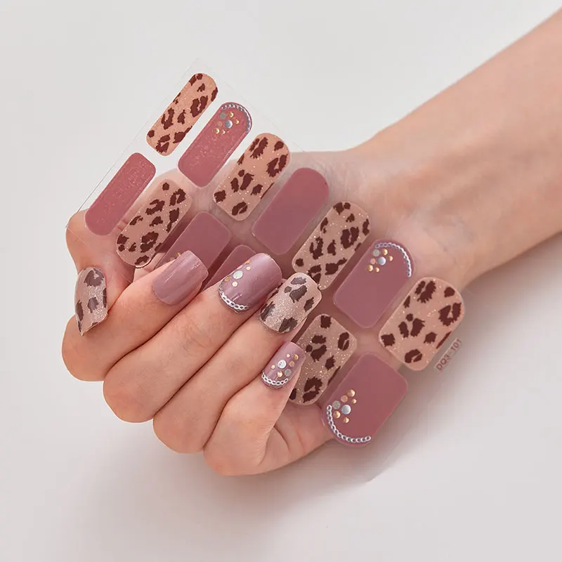 Designers Line Marble Jump Color Thick Semi Cured Gel Nail Sticker Uv 3d Nail Sticker Flower Design Gel Sticker Nails