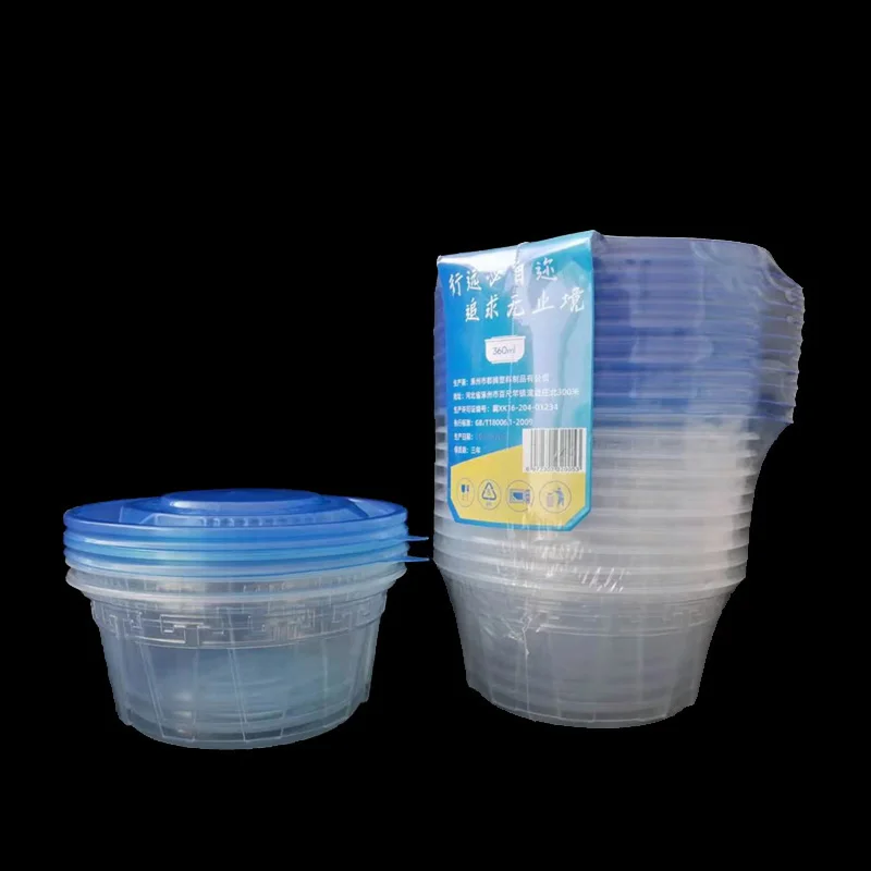 10oz clear and transparent plastic bowls with lids round disposable bowls