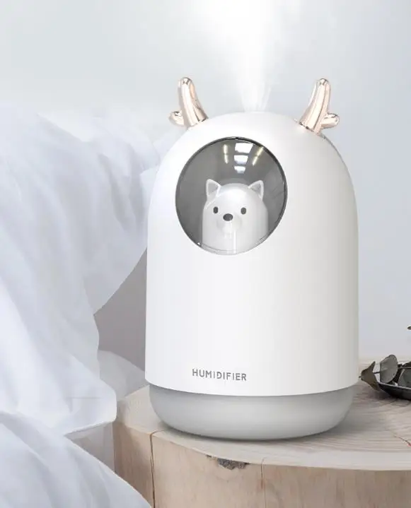 Amazon Small  Water Soluble Oil pet USB 300ml Color LED Home Cool Mist Purifier Air Freshener Cute Animal Bear Air Humidifier