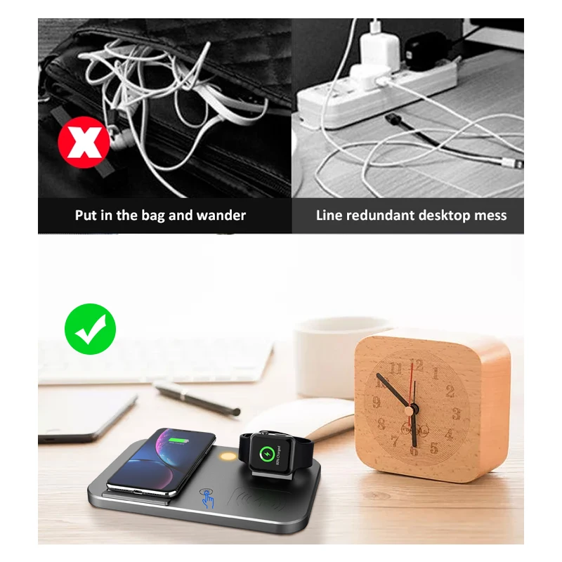  5 в 1 беспроводное зарядное устройство для iphone11 12 apple watch airpods и