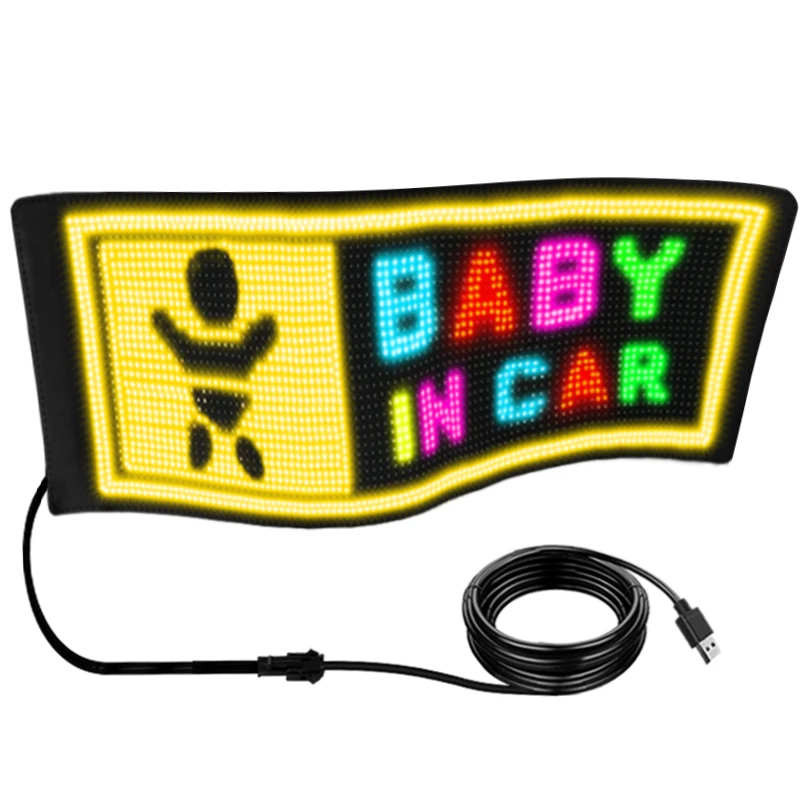 New Arrival Smart APP Control Pixel Pattern Flexible RGB Panel Car LED Sign for Car