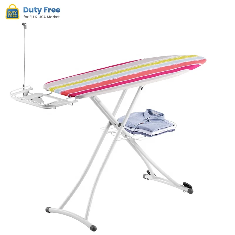 WireKing Multifunction Mesh Top Folding Ironing Board With Retractable Iron Rest and Cable Holder