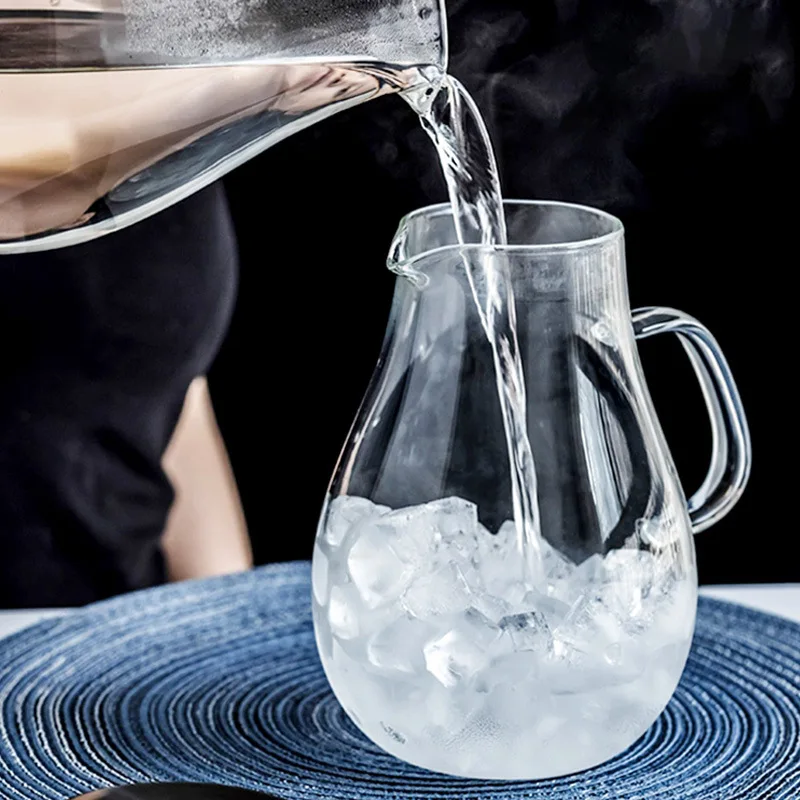 Custom glass water juice tea pitcher and glasses set cups bedside water carafe glass jug sets