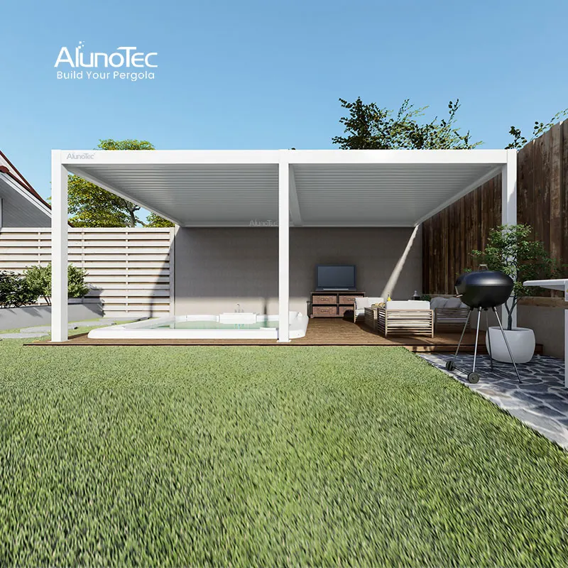 Motorized System China Garden Louvre Aluminum Profiles Pergola Advanced Outdoor Structure