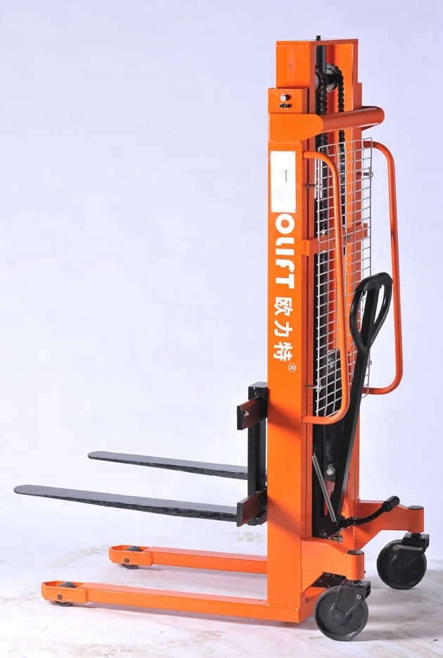 Hand Stacker Olift Easy Operation 1 Ton 3m Manual Forklift Pallet Jack Stacker