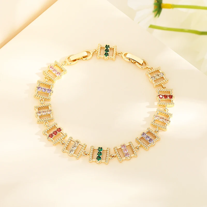 Hengdian Kaleidoscopic 18K Gold Plated Wholesale Color Zircon Fashion Jewelry Bracelets  Collection