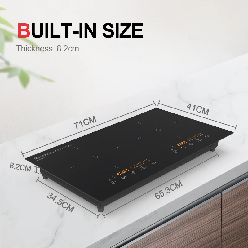 Europe standard kitchen appliance 3500W built-in 2 burners double induction cooktop with CE