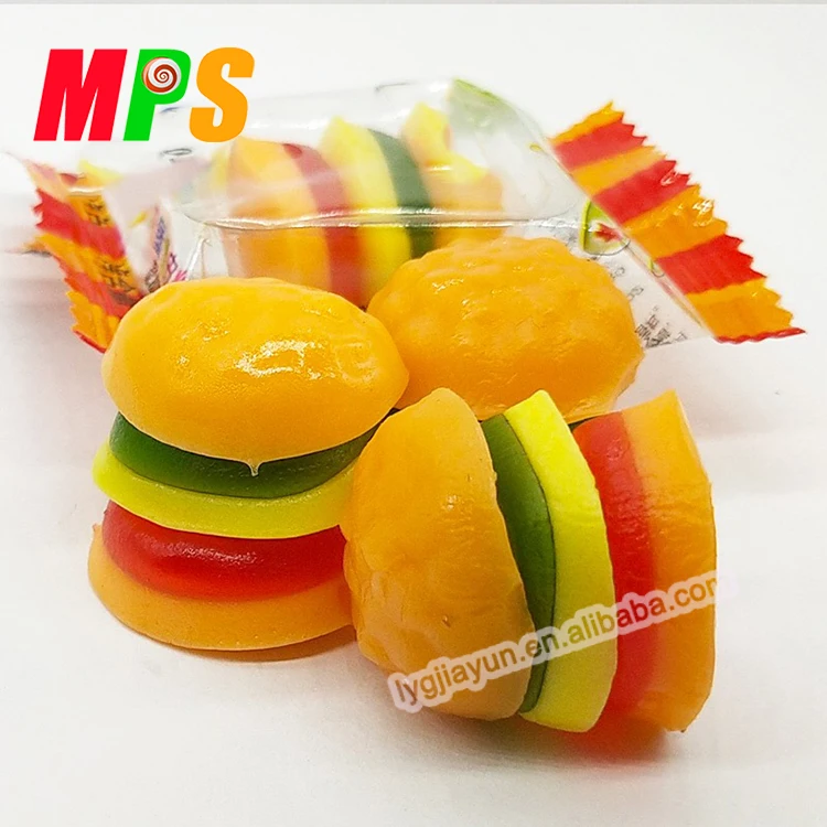 Изготовленный на заказ халяльный фруктовый вкус мягкий сладкий хот-дог гамбургер формы Мармеладные Конфеты