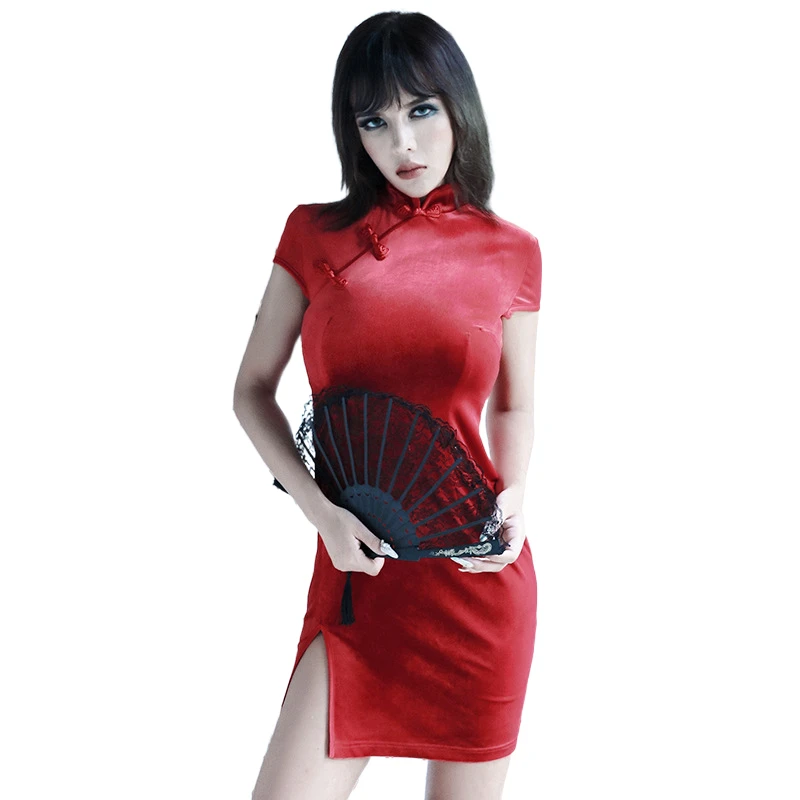 
Short Qipao Satin Cheongsam Dress Chinese Women S Floral Clothing Summer Ethnic OEM Customized Spring Style Pcs Color Autumn Age 