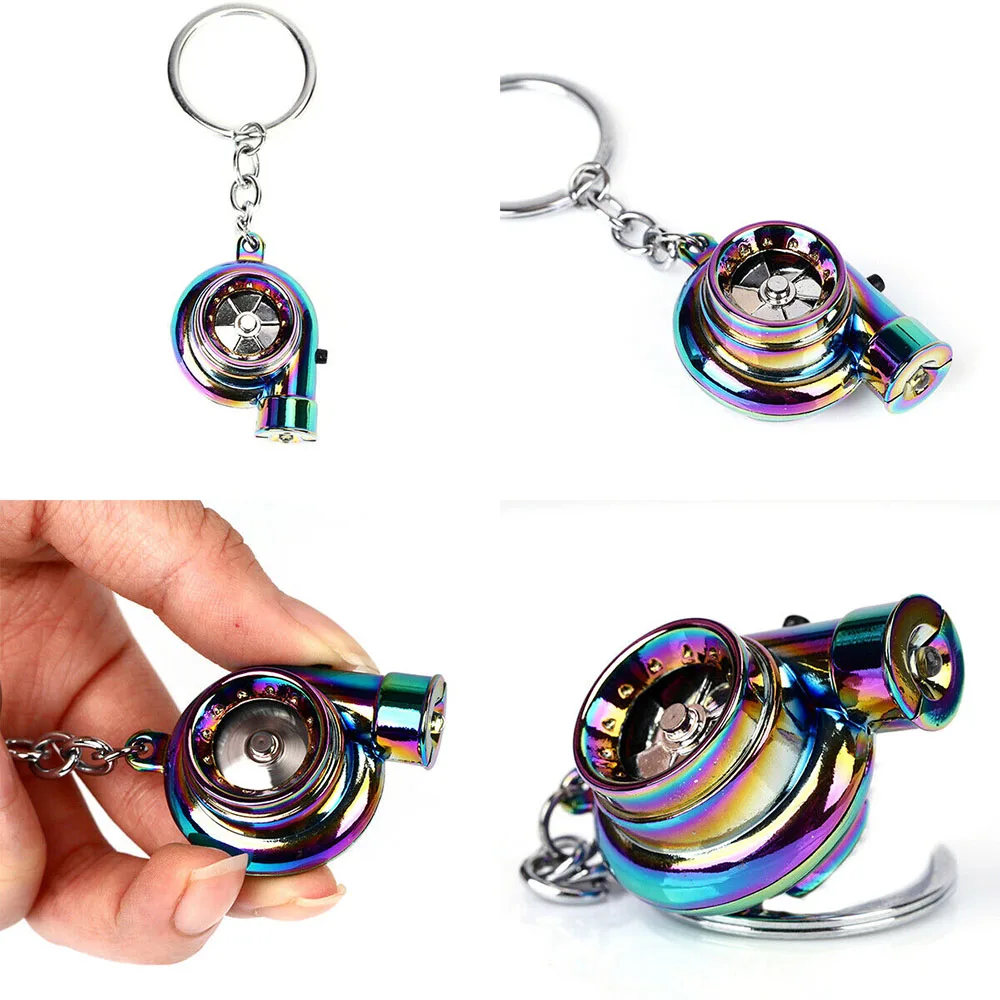 
Turbo Keychain Keyring Rainbow LED Light BOV Sound Turbocharger Car Drift 