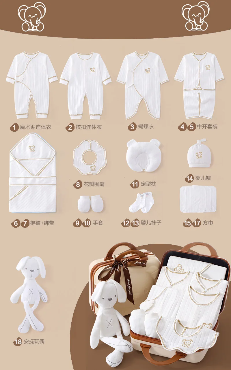 Newborn gift set box baby clothes 100% Cotton Full Moon new born baby girl boy clothes sets 0-6 months