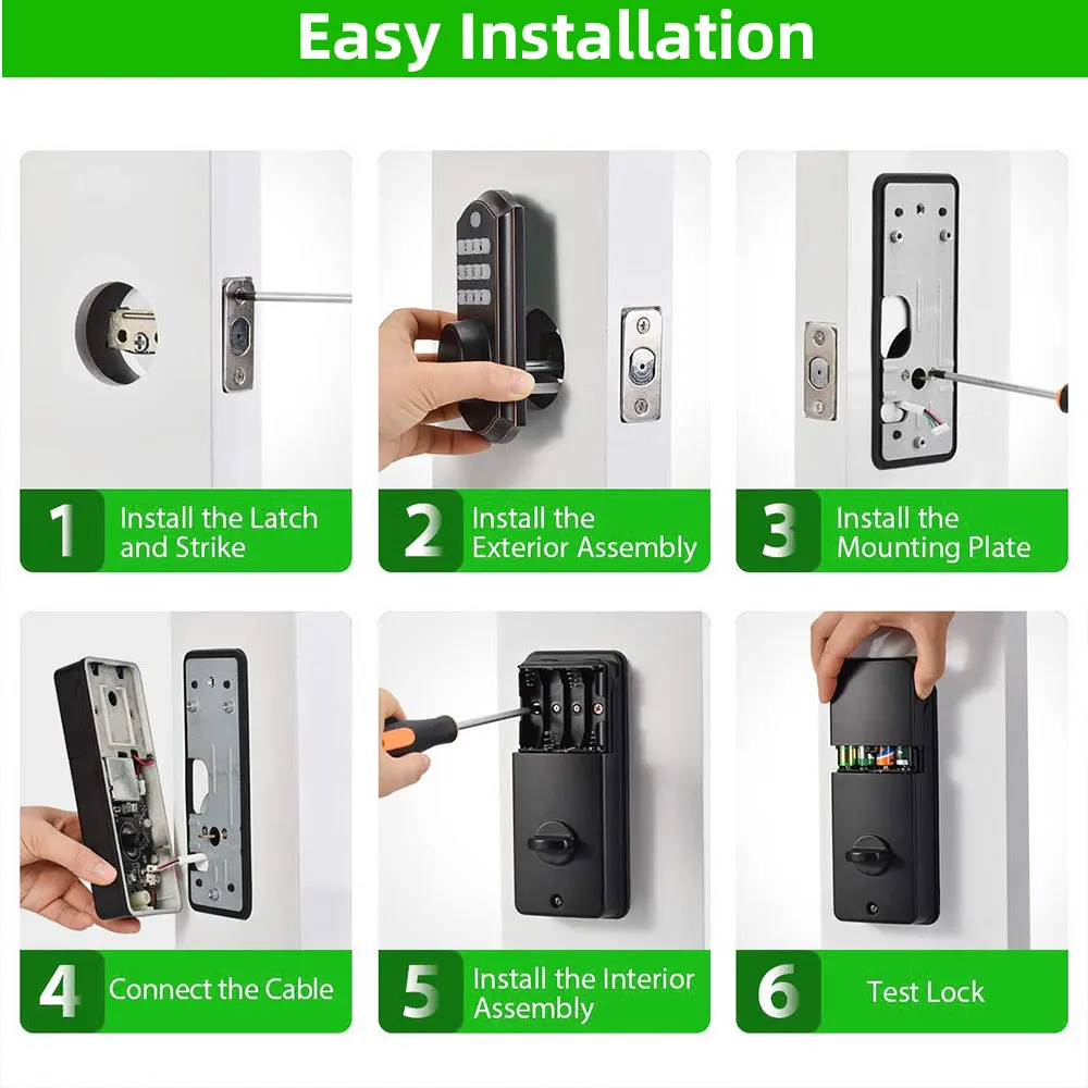 BBDHOME Front Door Lock Set Keyless Entry Door Lock with Handle Electronic Keypad Deadbolt Smart Locks