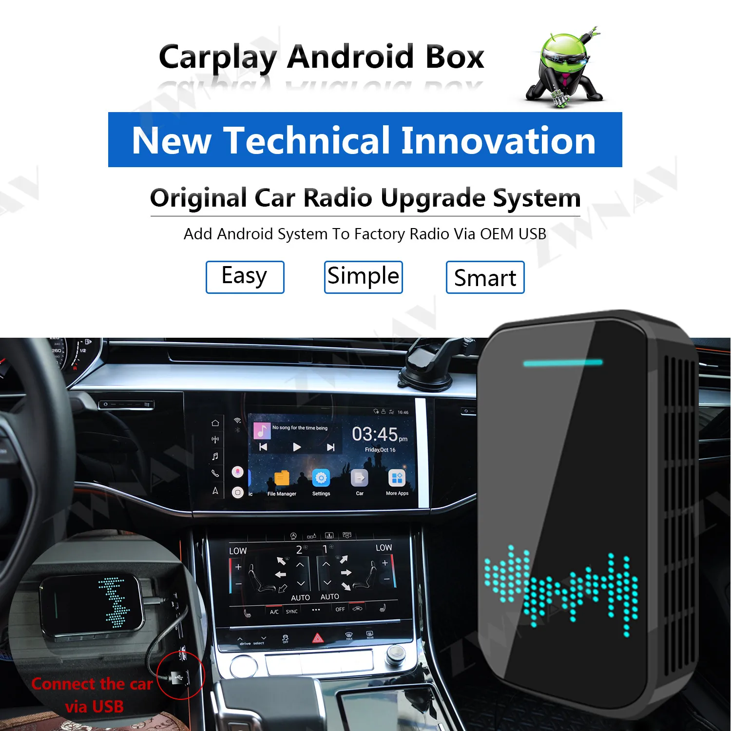 ZWNAV Android 9 0 Беспроводная коробка Carplay для Audi авто радио обновления сохранить оригинальный автомобильный Радио