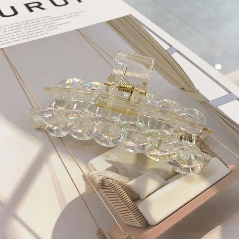 10CM Rainbow Hair Claw Clip Trendy Transparent Rainbow Color Claws Women Hair Accessory Plastic Hair Clips