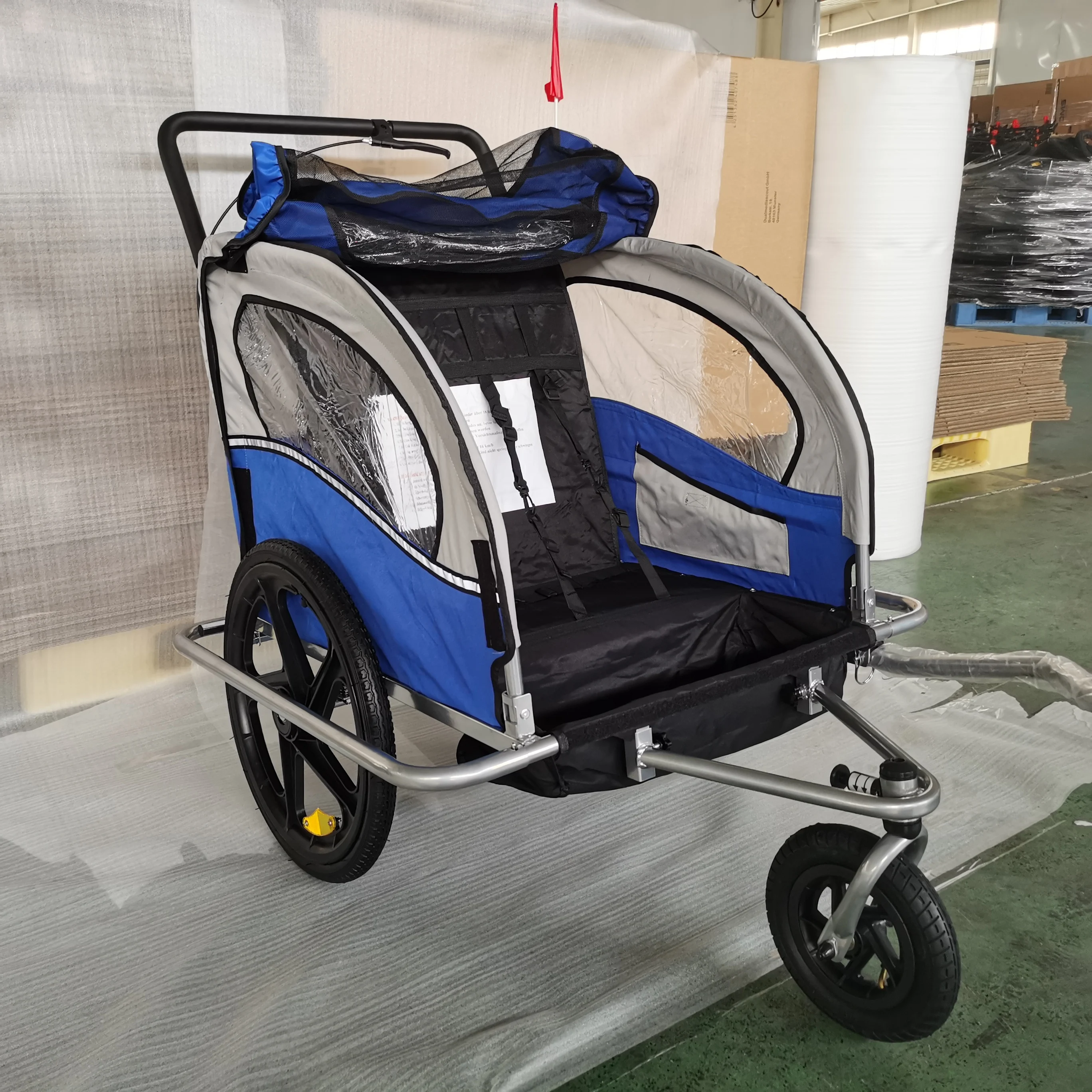 Multi sport Trailer & Stroller Pet Bike Trailer - Big & Medium Sized Dogs Bicycle Carrier - Foldable Frame with 16 Inch Wheels