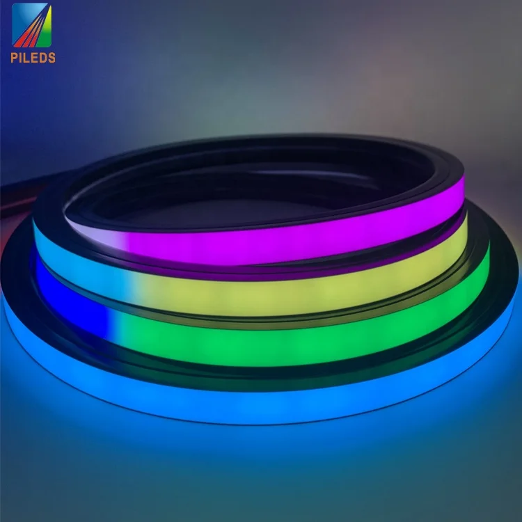 Newest 20*20mm DC12V IP67 Silicone Waterproof Addressable SPI RGB IC Custom LED Neon Rope Light Flexible Light Strip