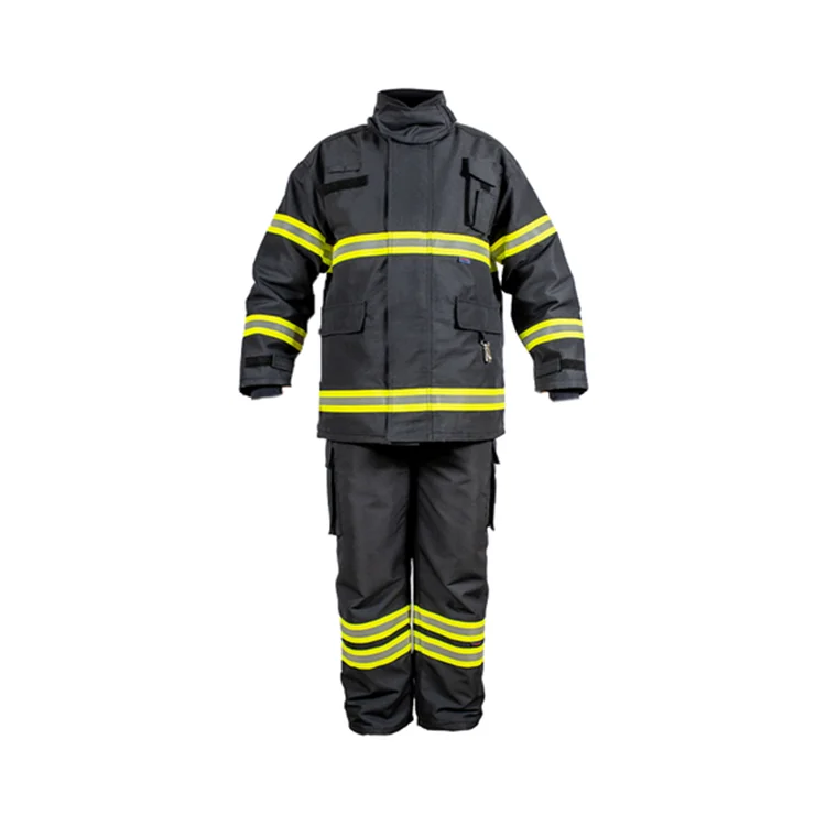 China factory protective black firefighter clothing men fire suit material nomex  hot sale