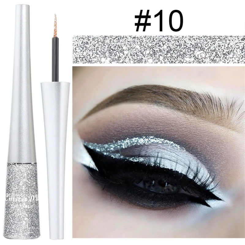 Wholesale vegan professional colorful shimmer waterproof makeup best self adhesive pigment magic Glitter Liquid Eyeliner