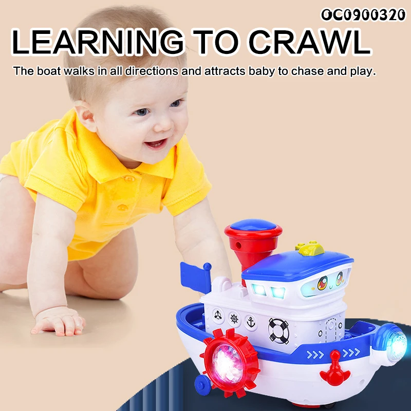 B/O Universal Police Cruise Ship Baby Plastic Boats Ship Toy With Light Music