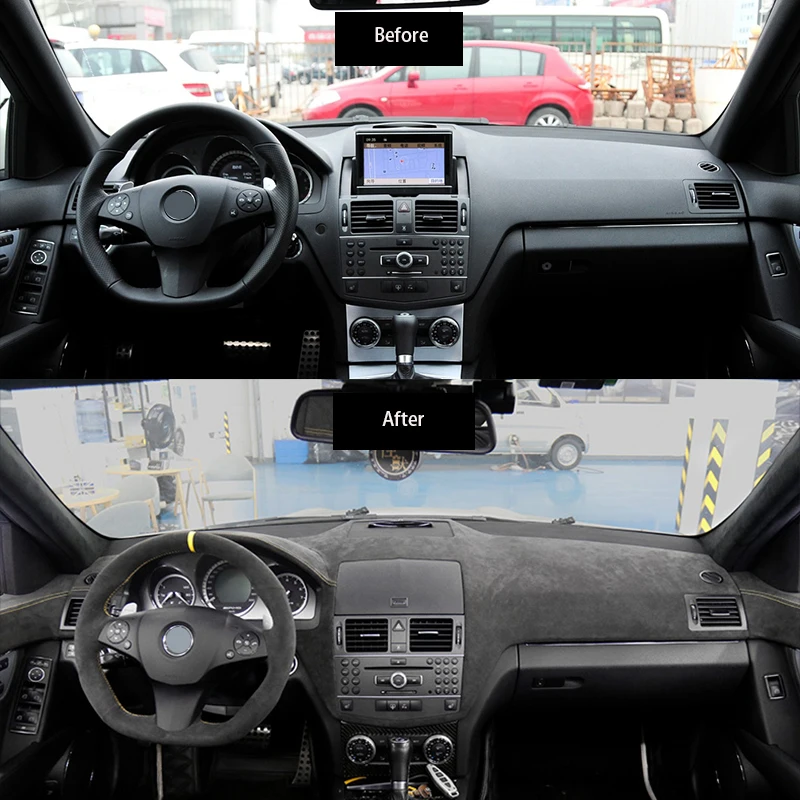 Крышка приборной панели в алькантаре для Mercedes Benz C class 2008-2010 теневой подушечки ковры автомобильные аксессуары комплекты модификаций