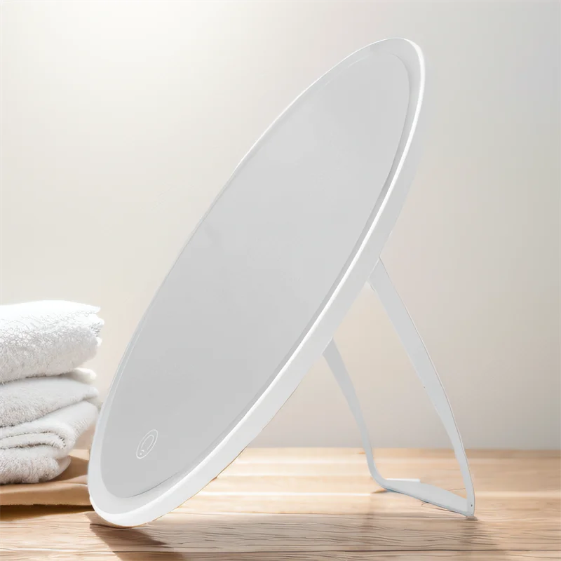 Round Usb Rechargeable Touch Led Portable Smart Makeup Mirror for Girl Beauty