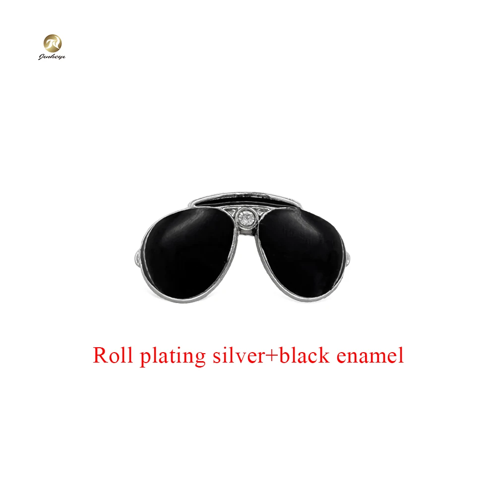 Customized Design Pin Brooch Silver Black Enamel Sunglasses Pin Brooch