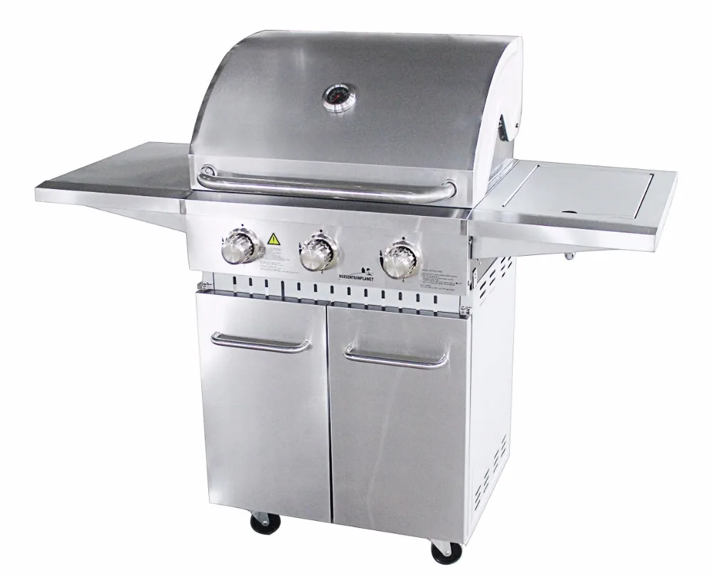 S.S. 4 Burner Stainless steel BBQ Gas Grill patio garden barbecue grill easy clean offset smoker BBQ oven