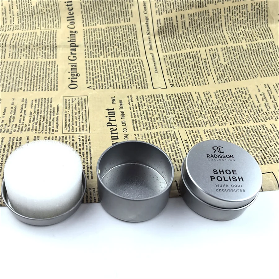 hotel shoe shine sponge metal box packing