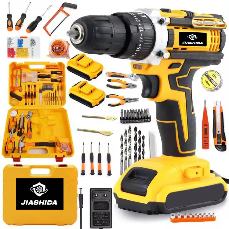 High Quality Cordless Dril Mini Hand Drilling Machine Driller Electric Drill Kit Multi Function Impact Drill Yellow Strong 3kg