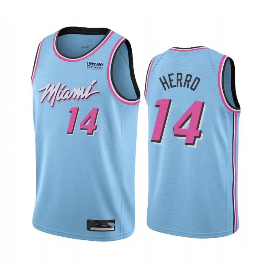Hot Pressed Jersey Miami_Heat #22 Butler #14 Herro #3 Wade 75th Anniversary Logo New Sponsors Patch Basketball Jersey