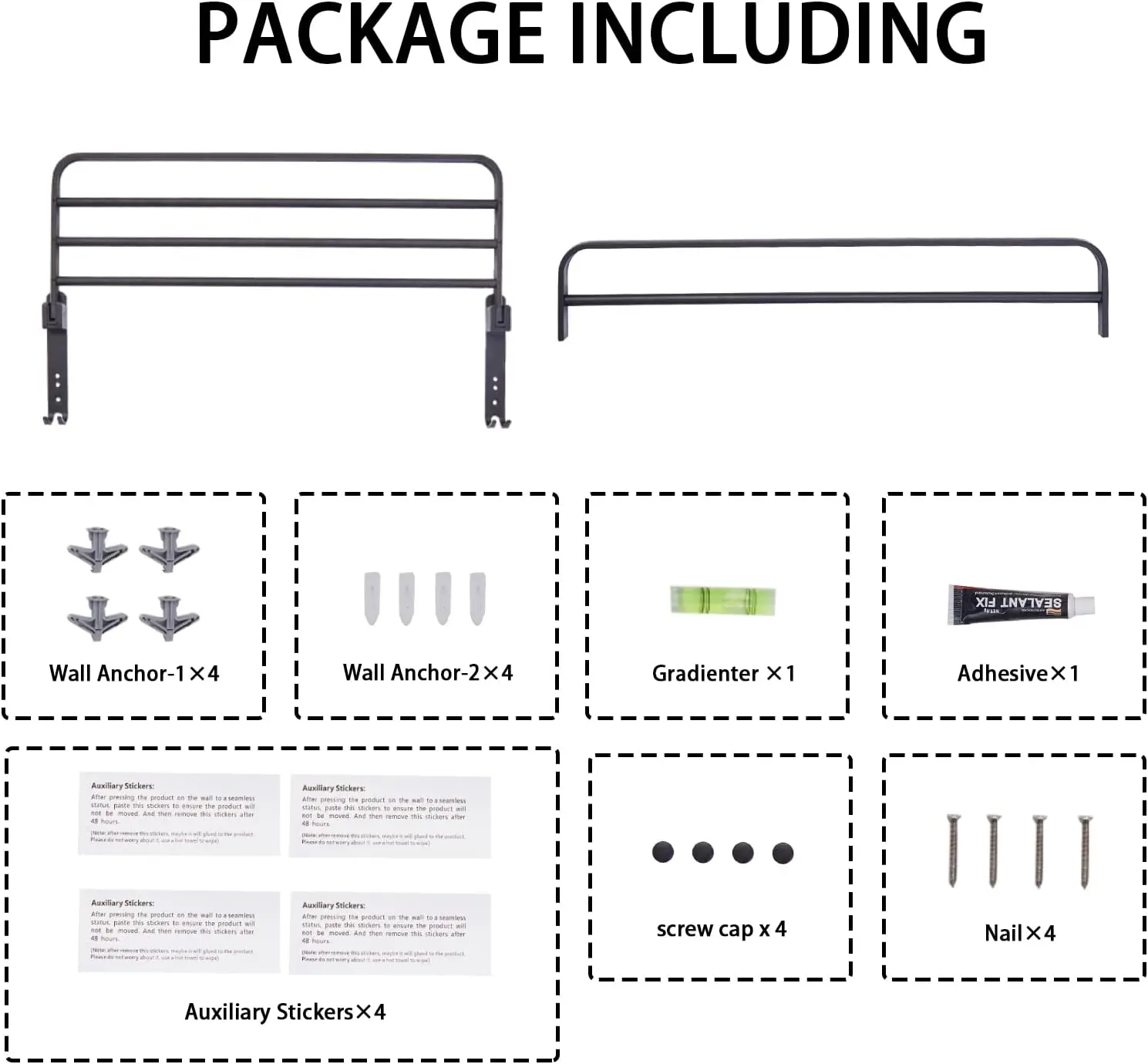 Towel Racks for Bathroom, Black Towel Bar for Bathroom with Double Shelf, Bathroom Towel Rack Wall Mounted 2 Tier