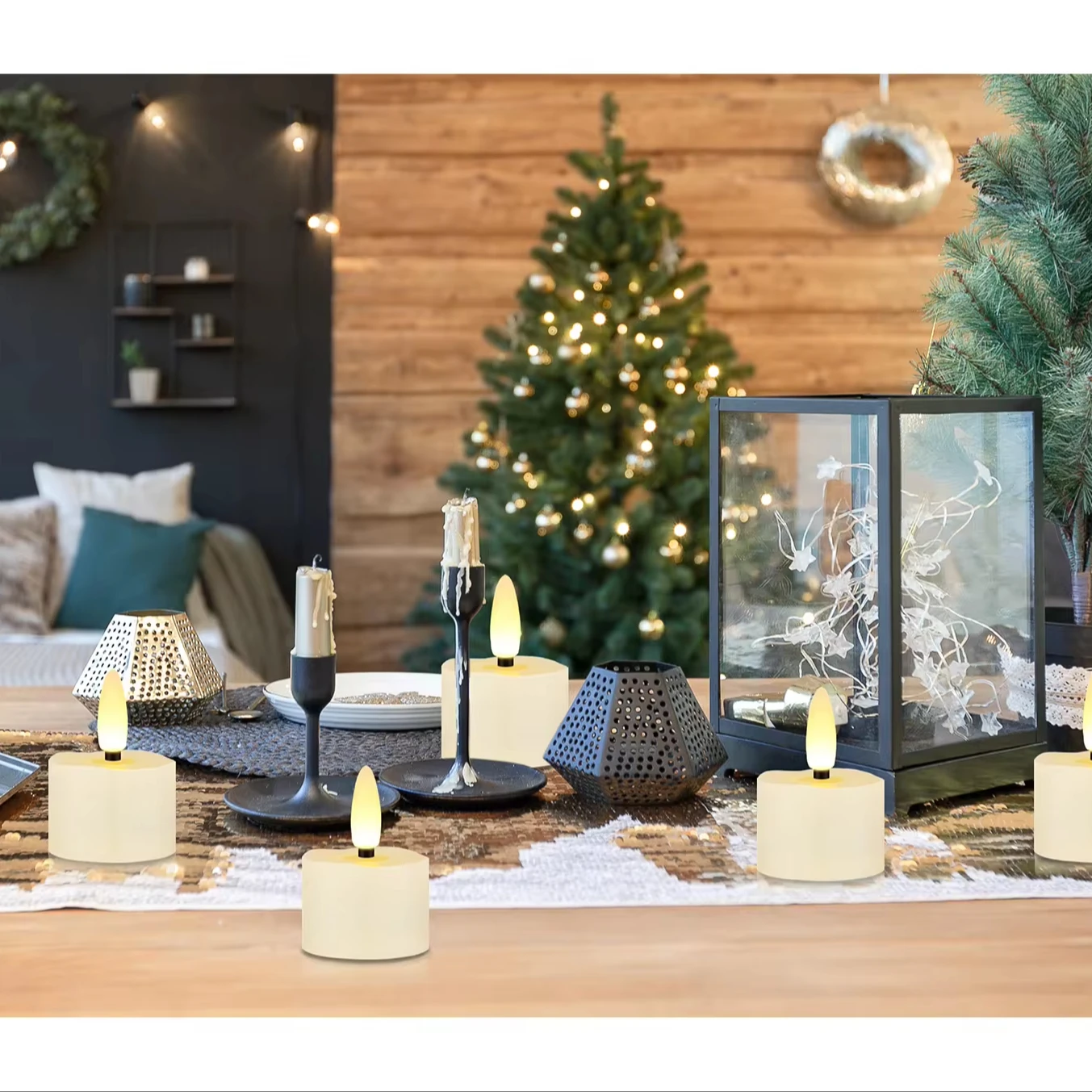 12 pcs White USB Charging Flickering LED Tea Light Candle With Timer Remote Warm Yellow Color For Birthday Wedding Home Decor