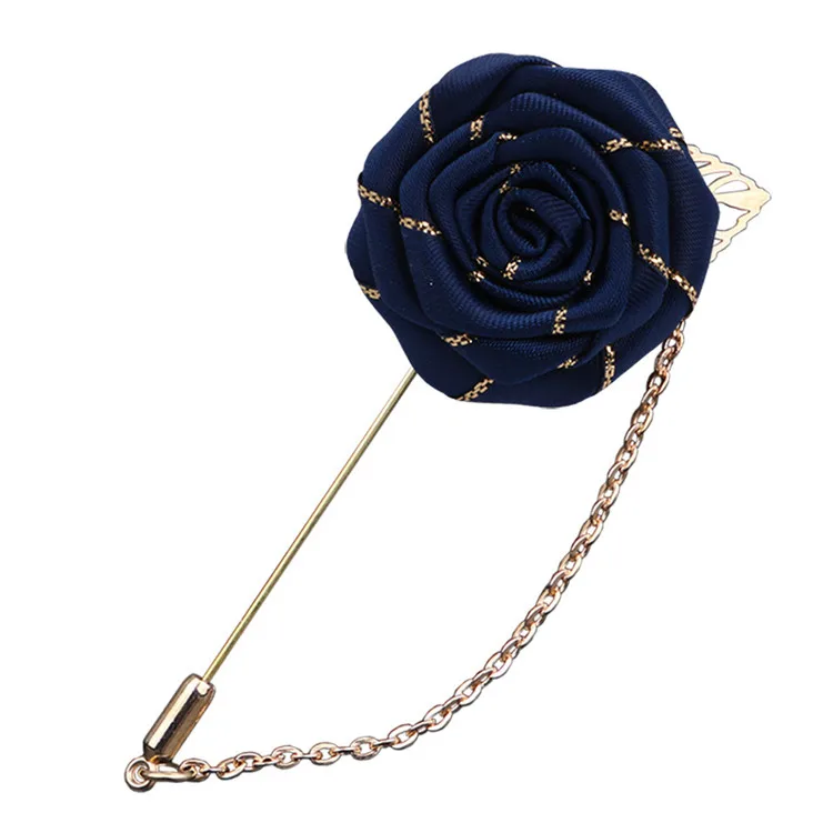 Flower Lapel Pins with Gold Leaf Brooch.Rose Floral Lapel Stick Handmade Boutonniere Pins for Suit,Lapel Pin Wedding Brooch (62431195708)