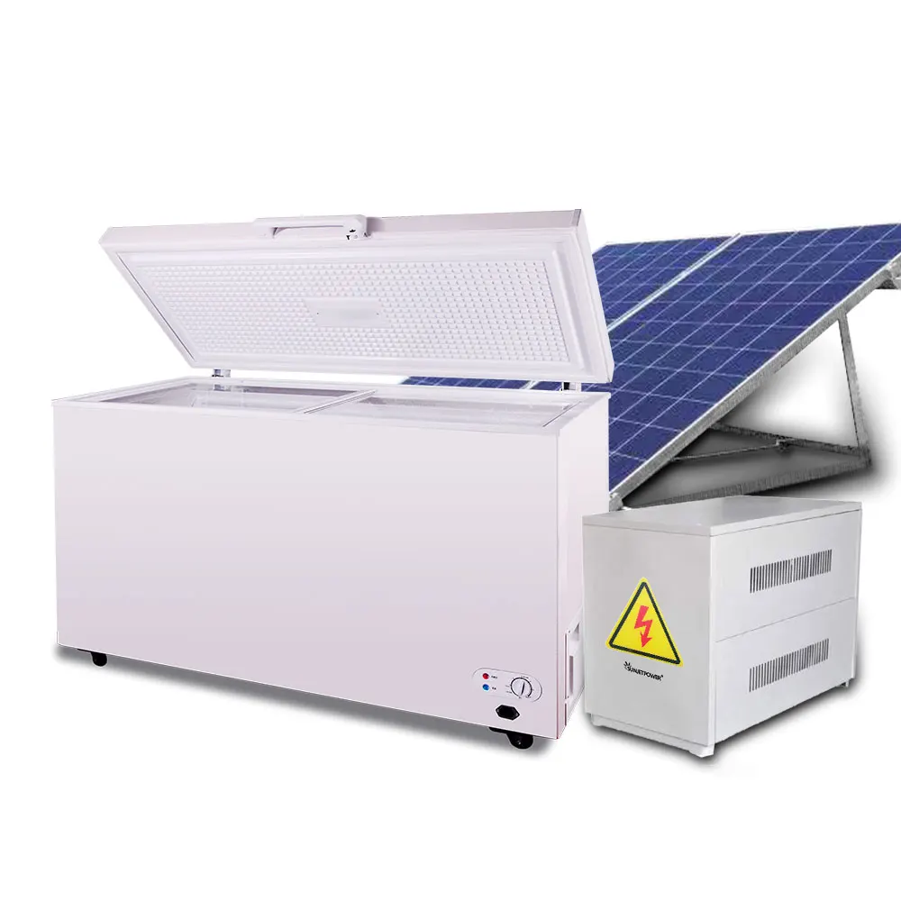 Портативный морозильник нагрудного типа 1000L 1280L AC/DC Солнечная морозильная камера с комплектом солнечной панели