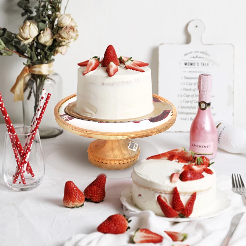 
Cake Plate Stand Wooden Plate High Base Cupcake Dish Party Filming Props Dessert Dish wedding cake stand 