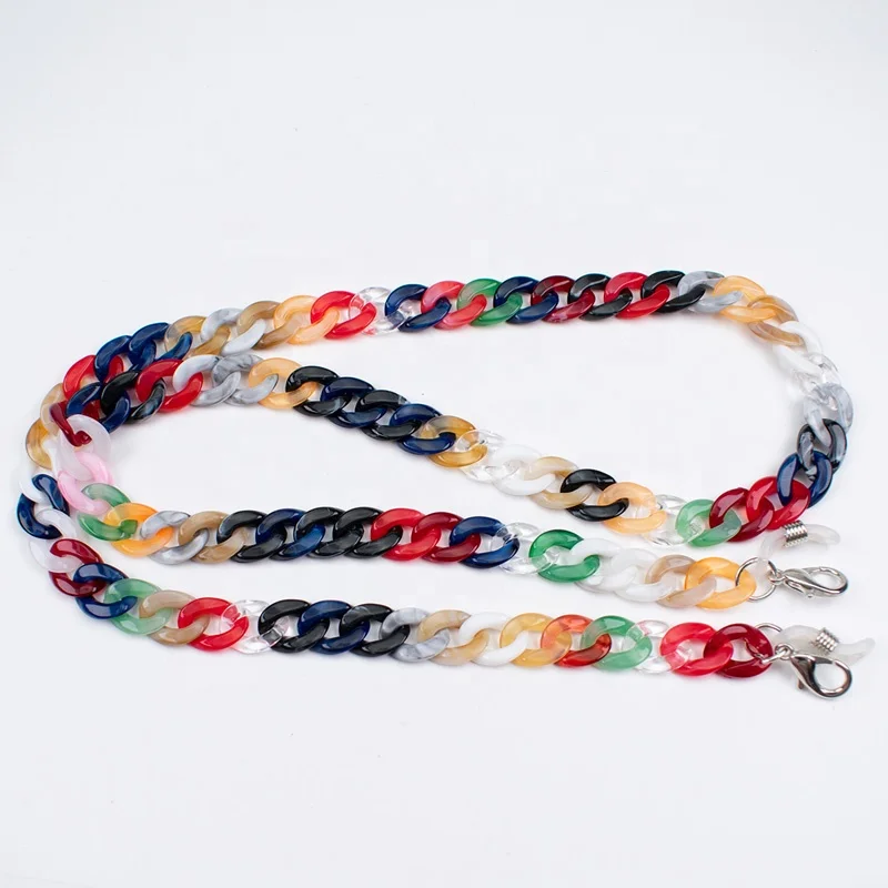 New Trendy Multiple Dual -color 1.1*70cm Acrylic Chain Sunglasses Eyeglass chains face Masking holder for sunglasses