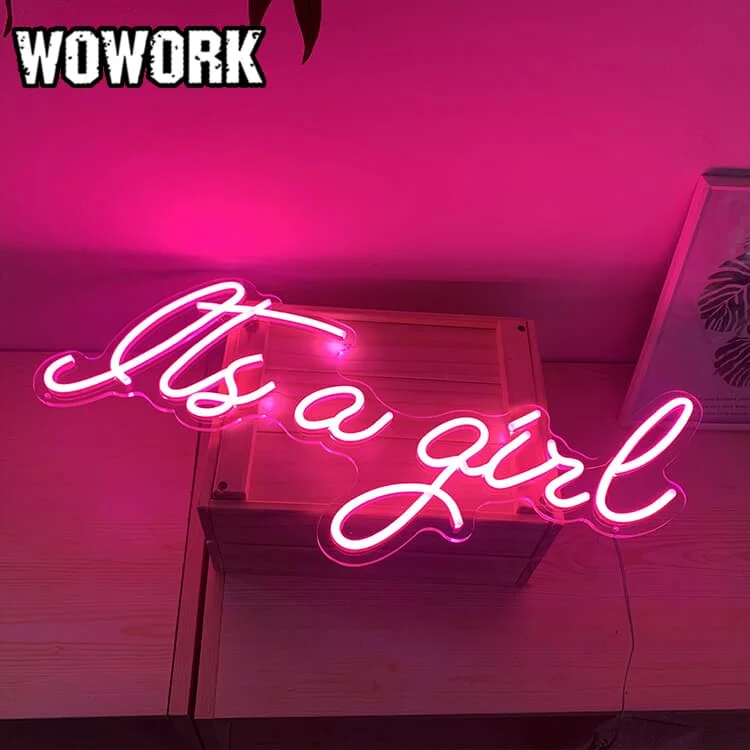 2025 WOWORK no MOQ оптовая продажа украшение для вечеринки неоновая вывеска мальчиков или девочек светит письмо посвященное раскрытию пола