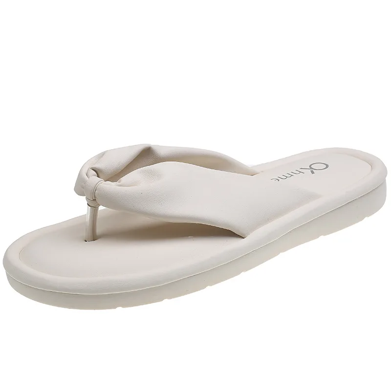 Fashion Ladies Platform Beach Flip Flops Casual Sandals Candy Color Non-Skid Soft Non-Slip Pvc Pu Rubber Flip-Flops Slippers