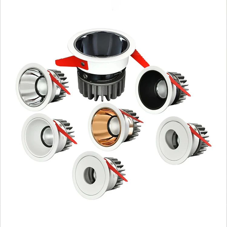 Black White Trimless Ceiling Down Lamp Adjustable Cob Recessed Spotlights Downlights 7W 12W 15W Led Down Lights For Project