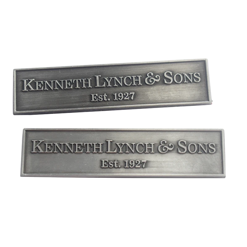 High Quality Zinc alloy custom sew metal logo label tag plate With glue on the back