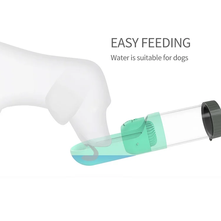 Easy carry convenient outdoor travel pet plastic portable dog drinking water bottle 300ml with activated carbon filter