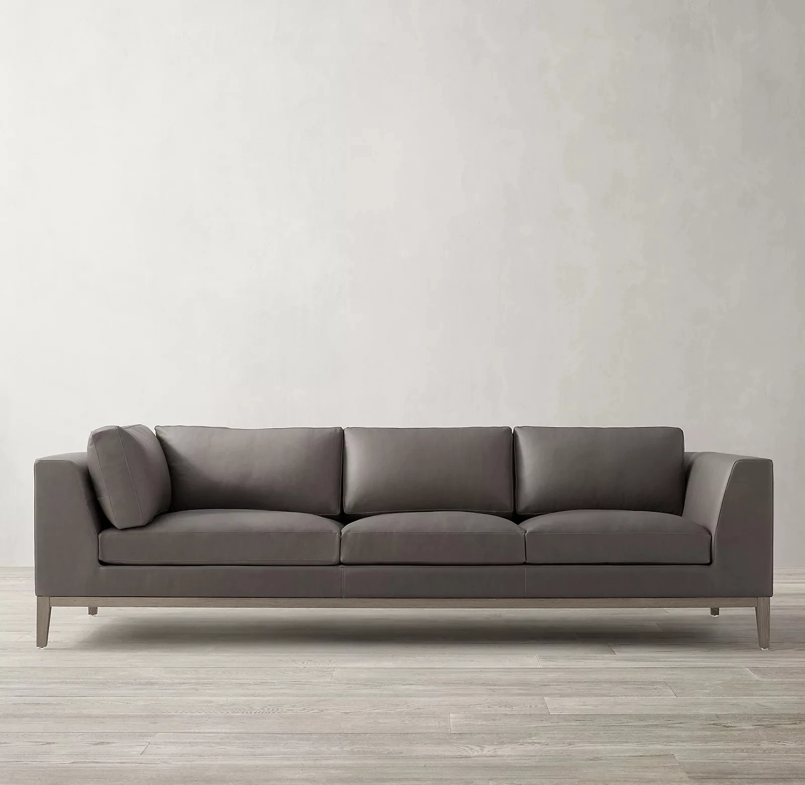 Italian modernist leather customized sectional sofa set oak base living room furniture