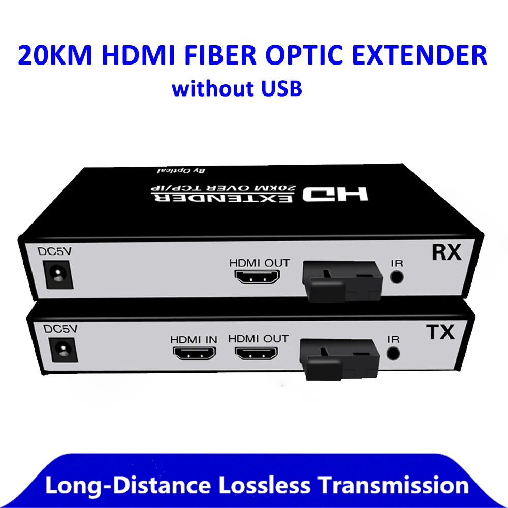 OEM HDMI Extender 20Km fiber TX RX hdmi Transmitter Receiver By Optical cable AV transmission for PS3 STB PC DVD to TV Projector