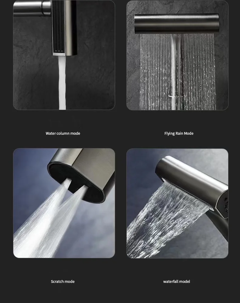 New Design Modern Stainless Steel Pull Down Kitchen Sink Faucet With Sprayer Chrome Plating Rain Nozzle Kitchen Mixer Tap