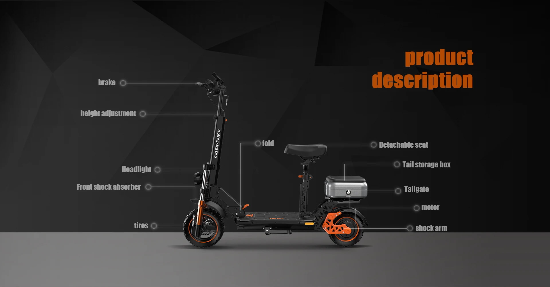 2023 New Eu Uk Warehouse Manned Seat Kugookirin 48V Adult Kukirin M5 Pro Storage Box Electric Scooters Free Shipping
