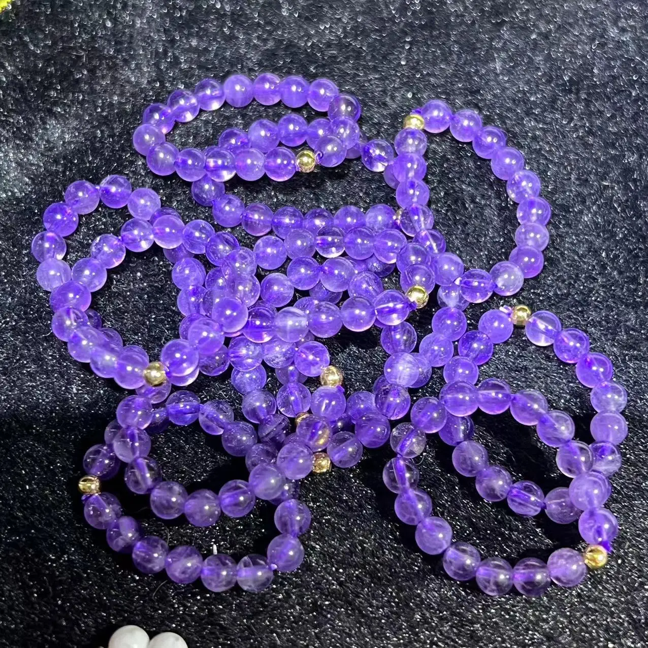 Natural Amethyst Beads Elasticity Finger Rings 5mm Rose Quartz Crystal Ring For Women Men Gift
