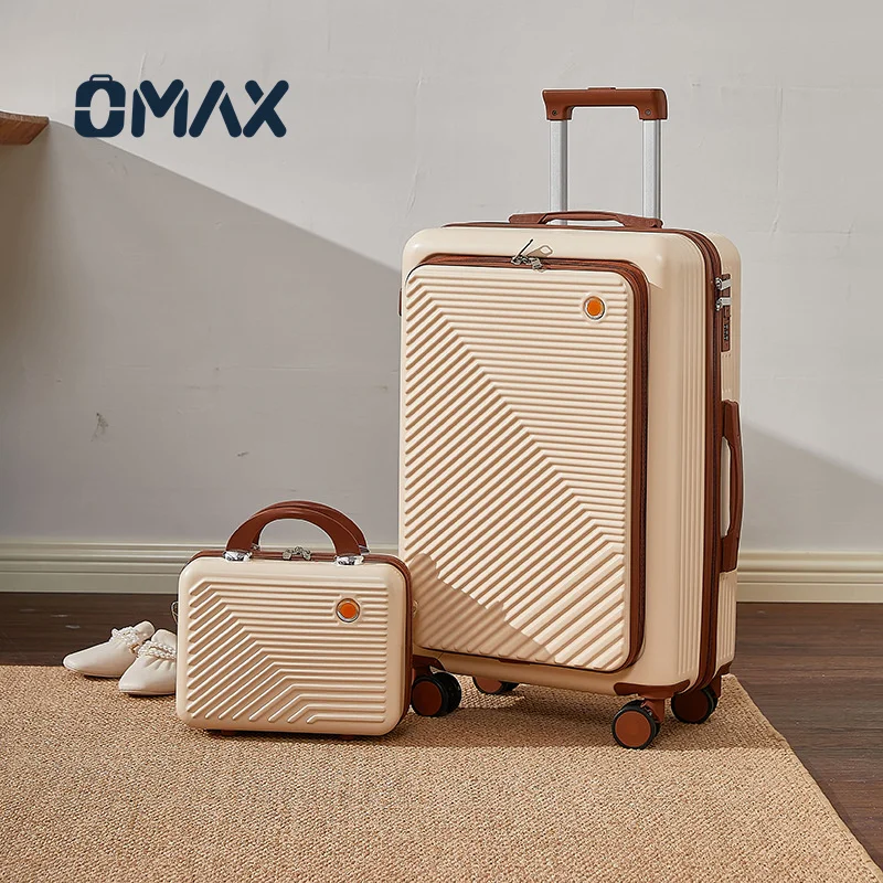 OMAX Factory 20 Inch Unisex Luggage Case 2-Piece Set Abs Suitcase with Spinner Caster Lightweight Waterproof for Custom Logo